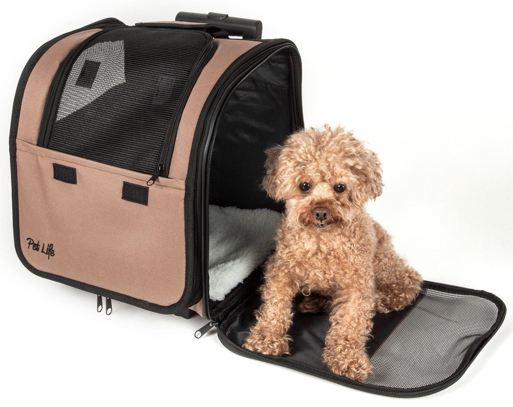 Wheeled Pet Carrier with Mesh Sides and Adjustable Handle