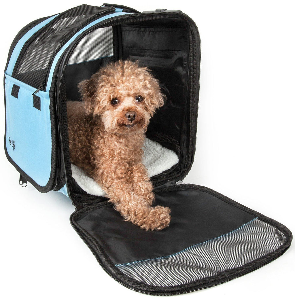 Wheeled Pet Carrier with Mesh Sides and Adjustable Handle