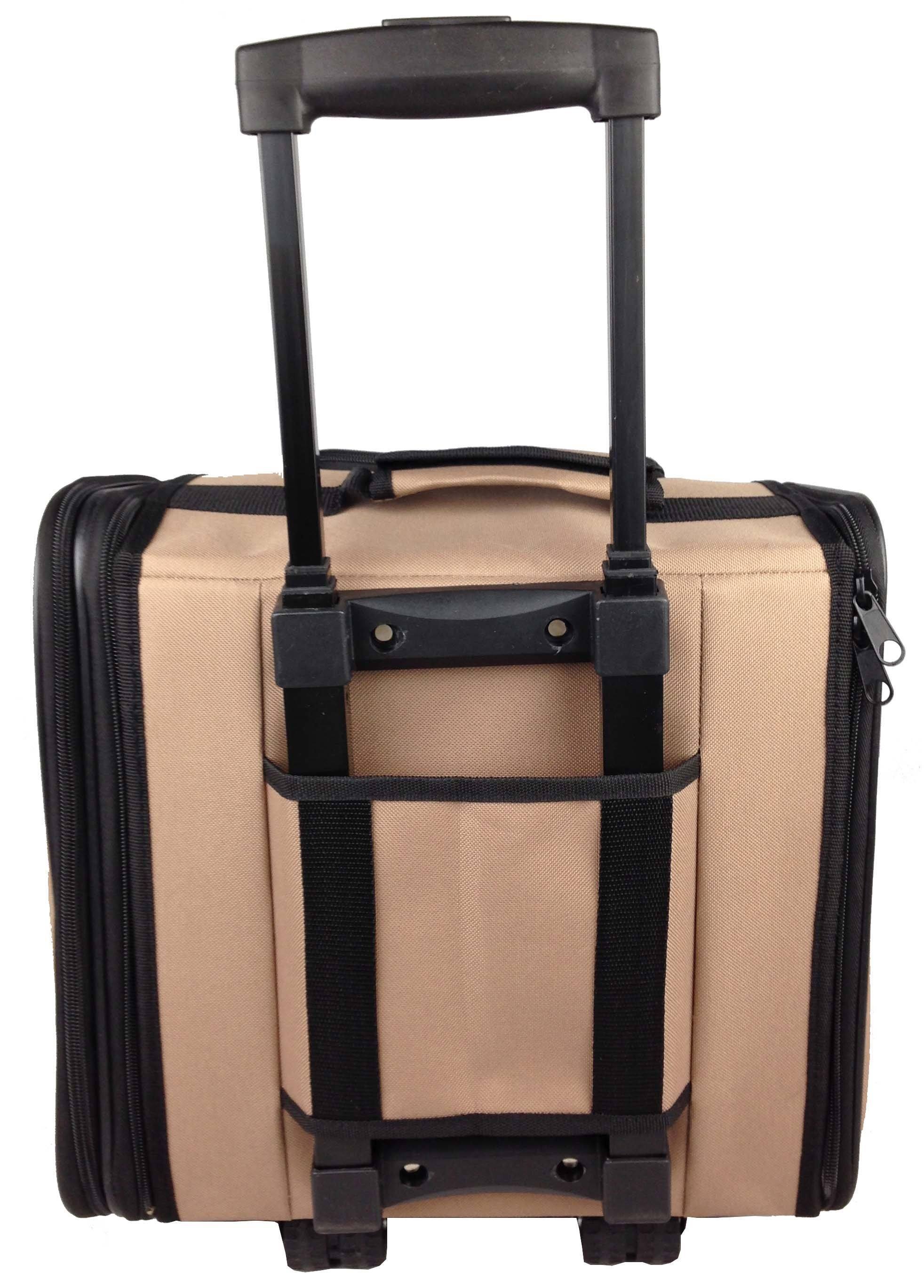 Wheeled Pet Carrier with Mesh Sides and Adjustable Handle