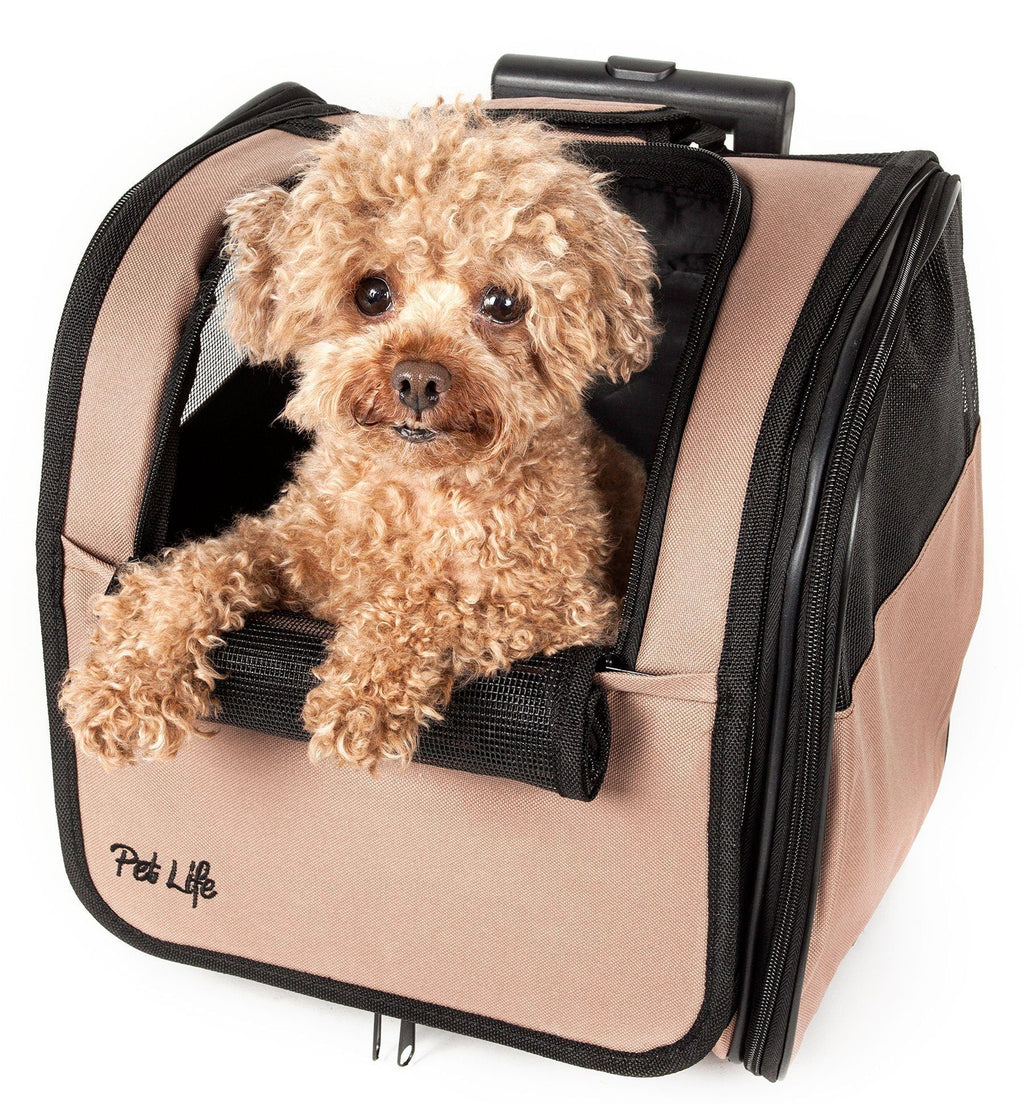 Wheeled Pet Carrier with Mesh Sides and Adjustable Handle