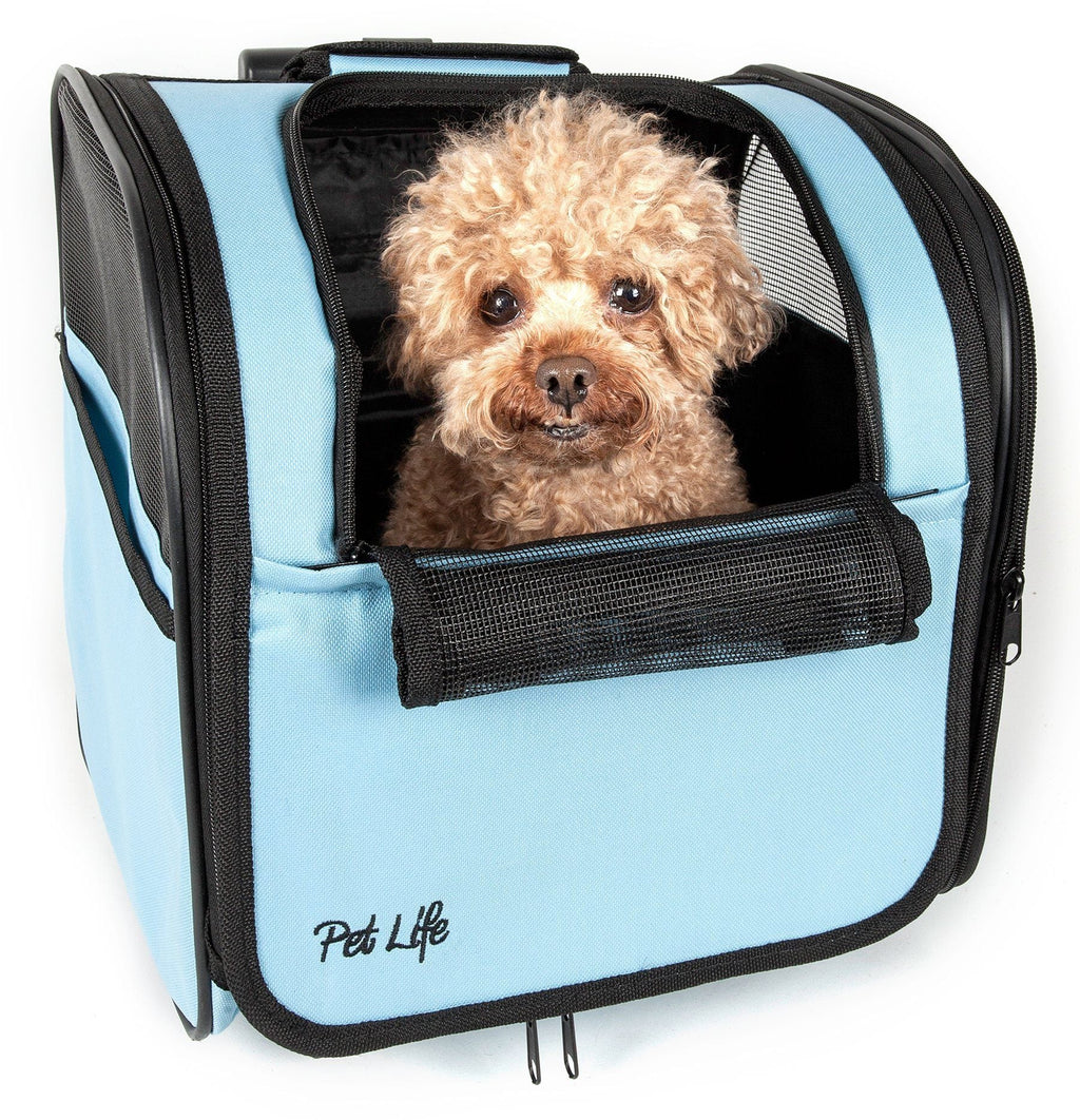 Wheeled Pet Carrier with Mesh Sides and Adjustable Handle