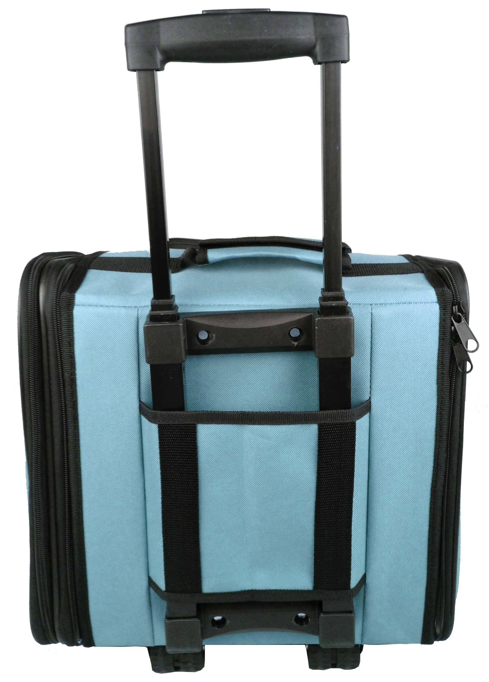 Wheeled Pet Carrier with Mesh Sides and Adjustable Handle
