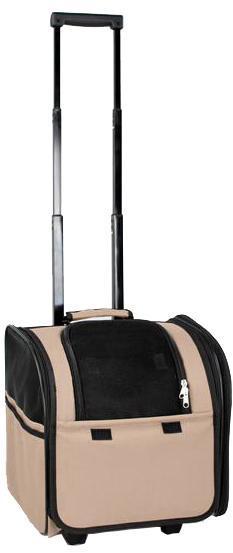 Wheeled Pet Carrier with Mesh Sides and Adjustable Handle