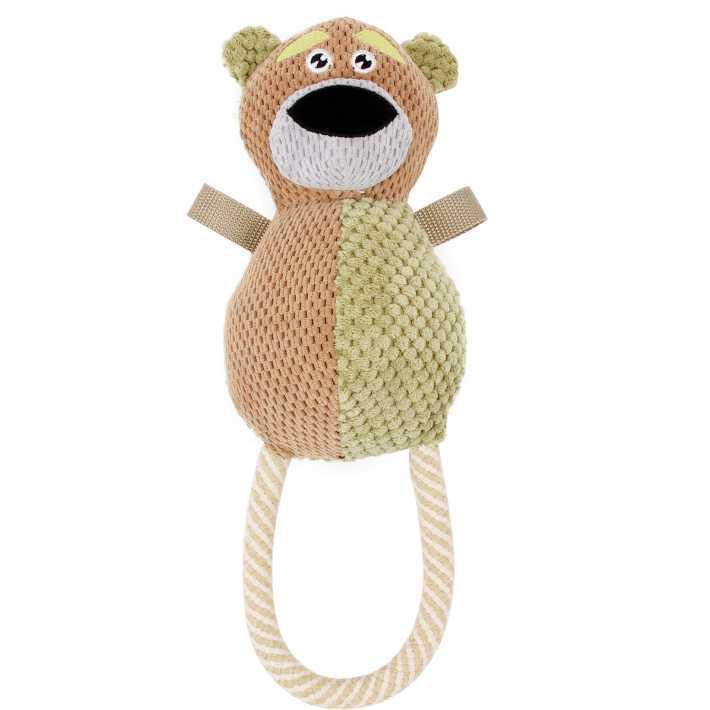 Huggabear Natural Jute Squeaking Tug Plush Dog Toy