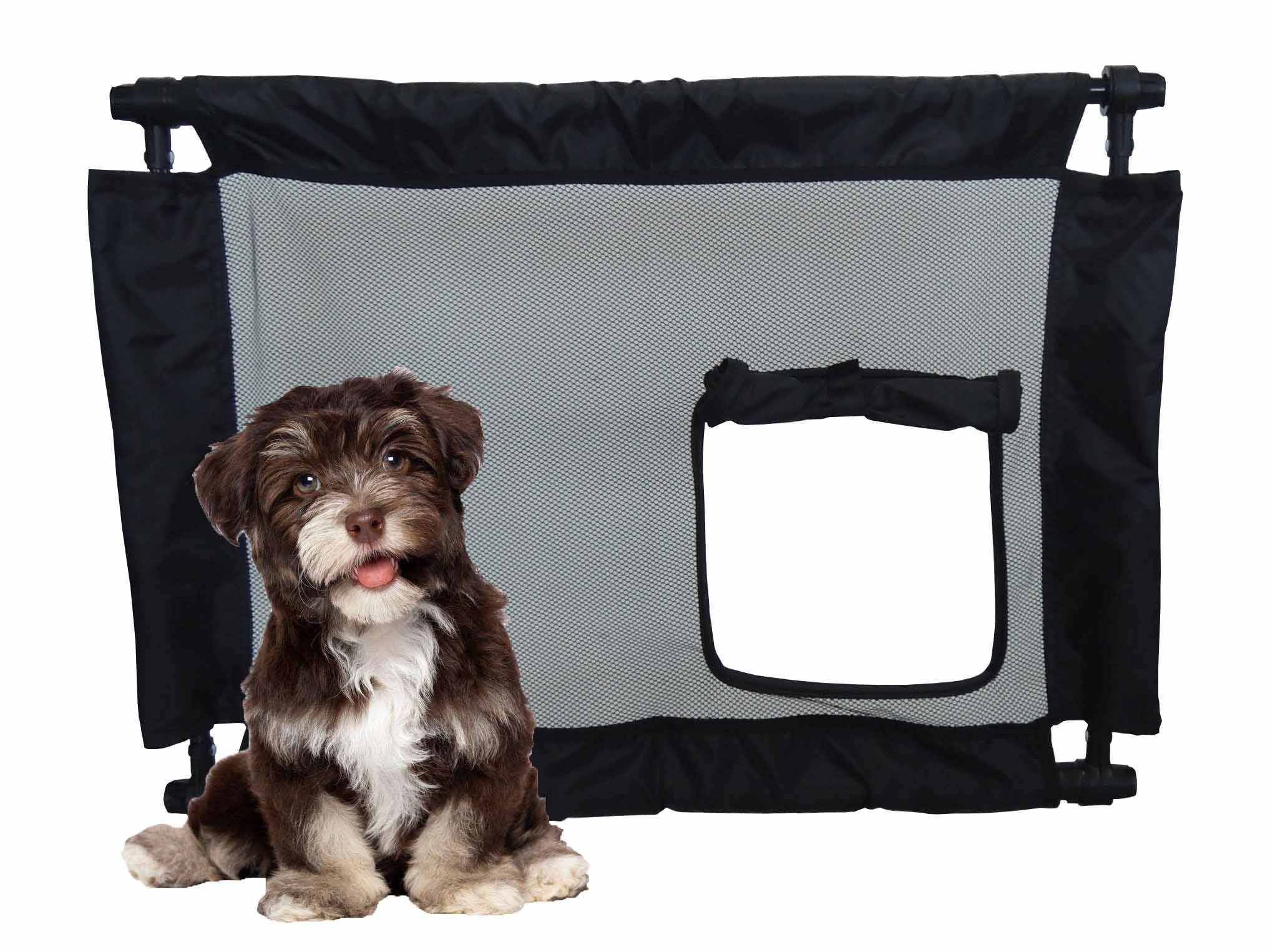 Collapsible Adjustable Pet Gate for Small Dogs and Cats, Mesh Door
