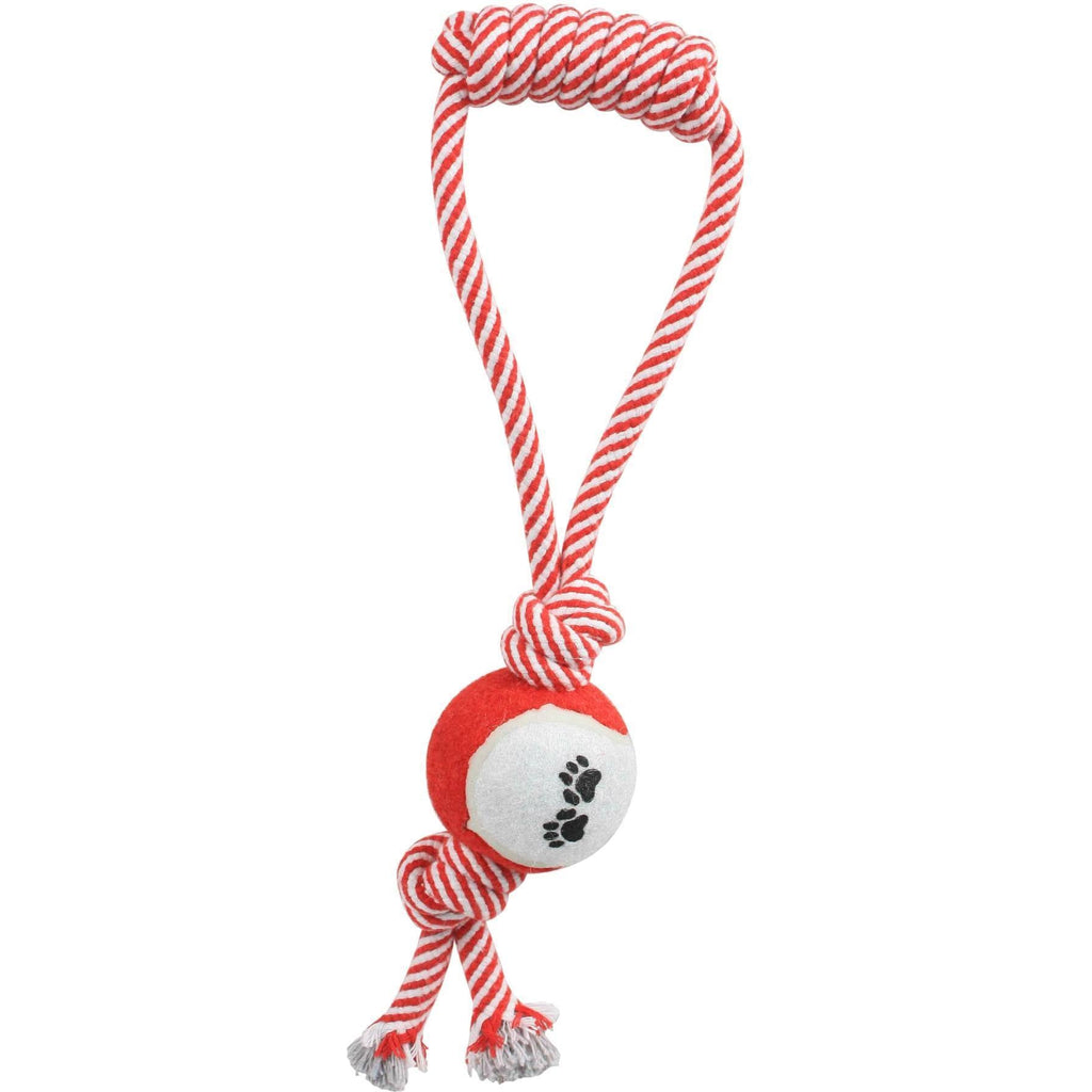 Pull Away Rope and Tennis Ball Dog Toy with Jute Handle