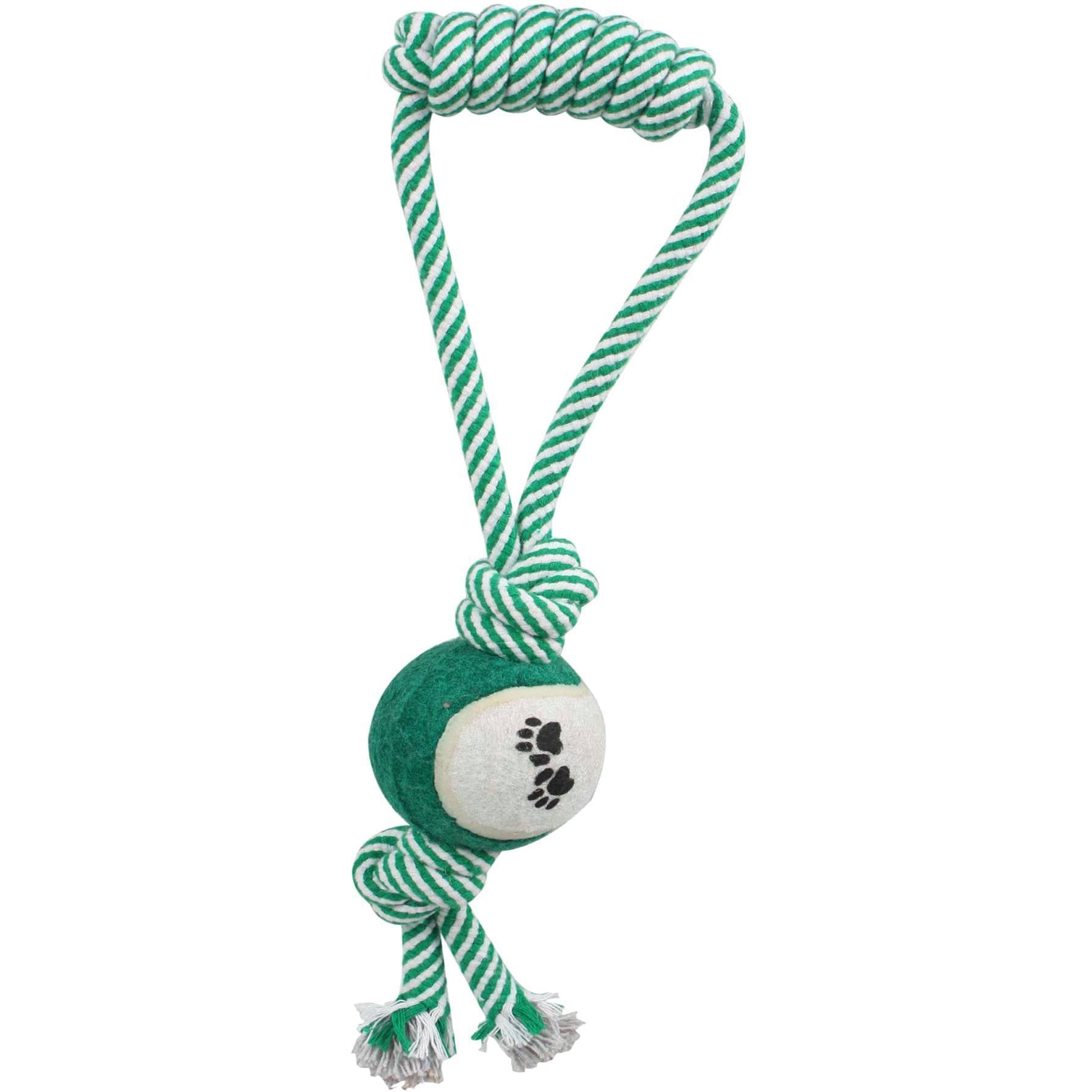 Pull Away Rope and Tennis Ball Dog Toy with Jute Handle