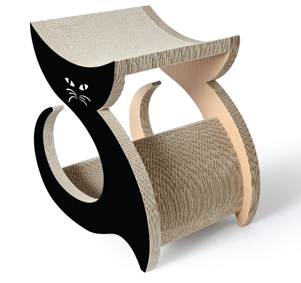 Contoured Cat Scratcher Lounger – Recycled Cardboard, Large