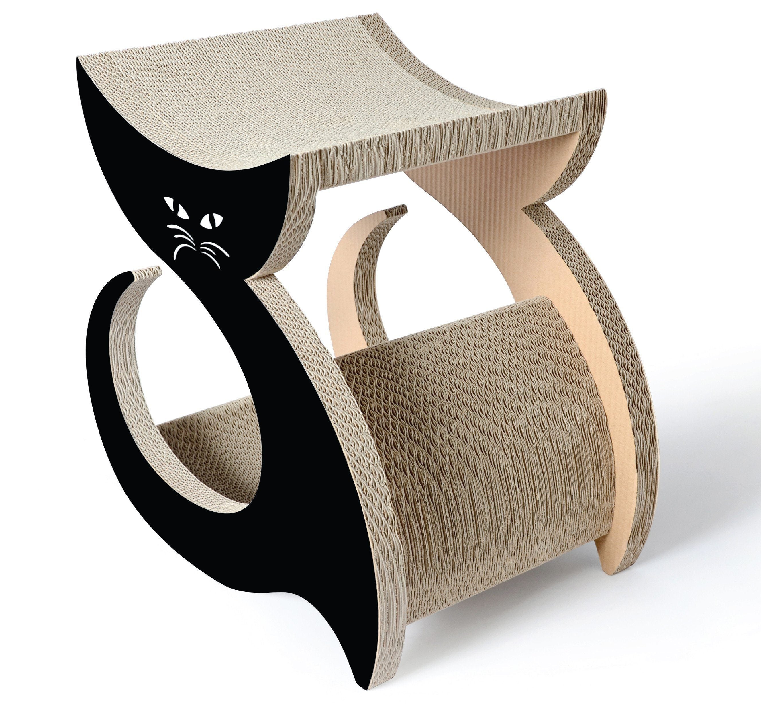 Contoured Cat Scratcher Lounger – Recycled Cardboard, Large