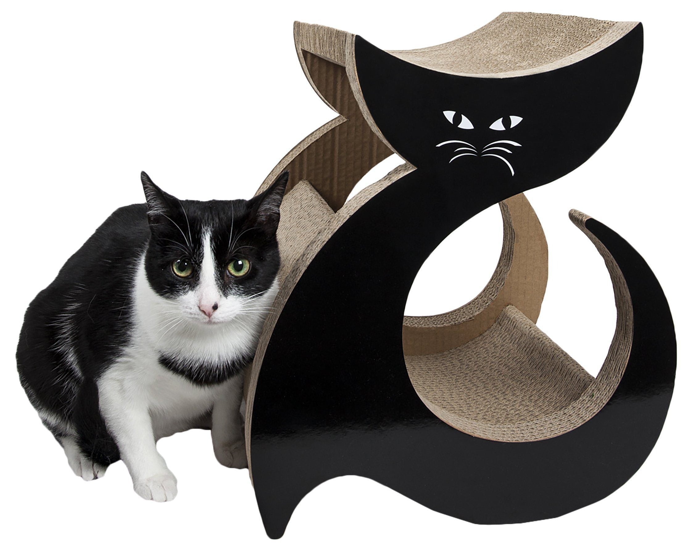 Contoured Cat Scratcher Lounger – Recycled Cardboard, Large