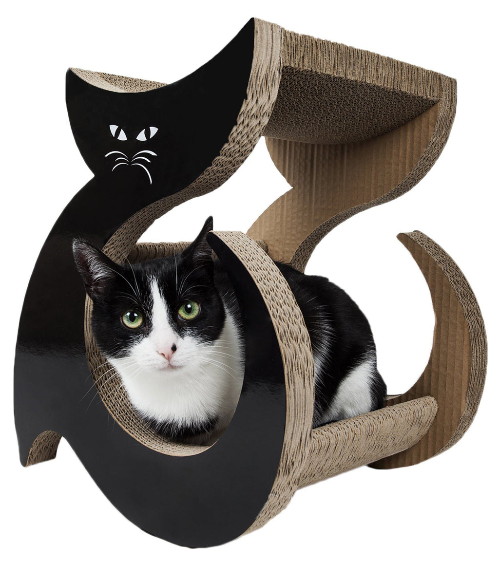 Contoured Cat Scratcher Lounger – Recycled Cardboard, Large