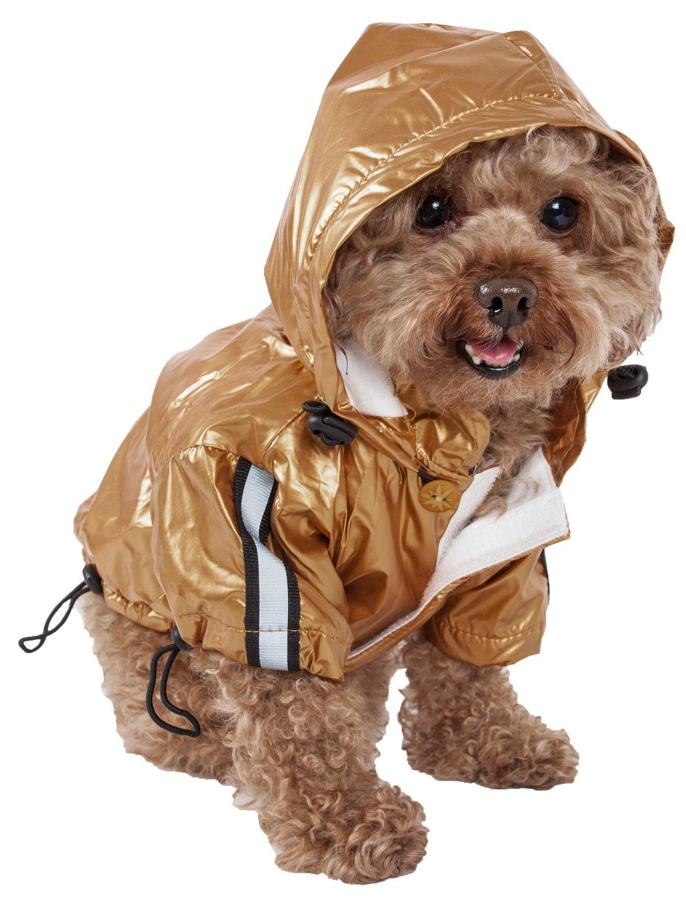 Dog Raincoat Jacket with Removable Hood and Reflective Strip