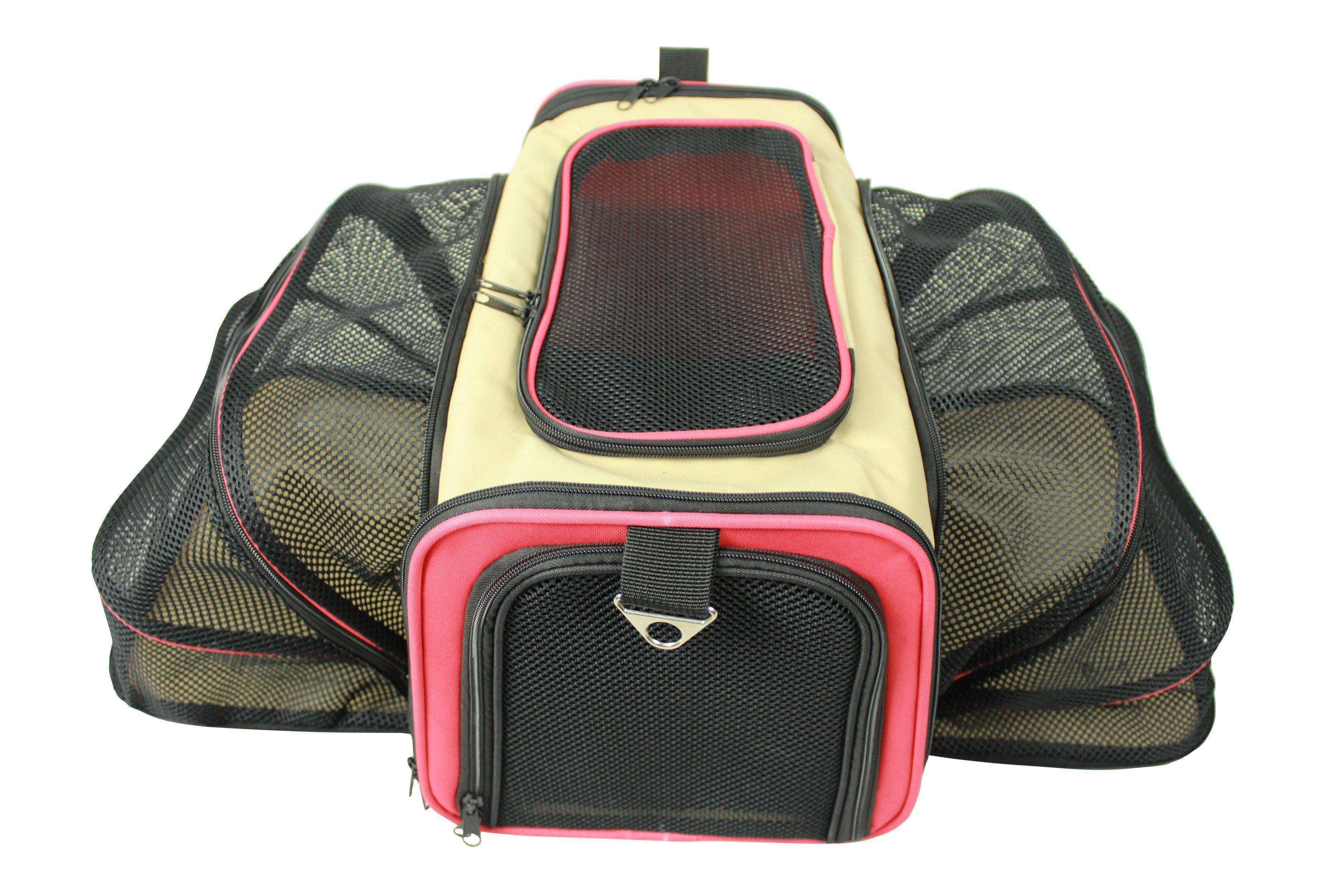 Folding Pet Carrier and Crate, Expandable, 18" x 11" x 11"