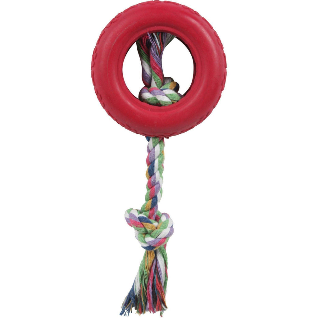 Durable Tire-Rubber and Jute Rope Dog Chew Toy, 3.5-Inch