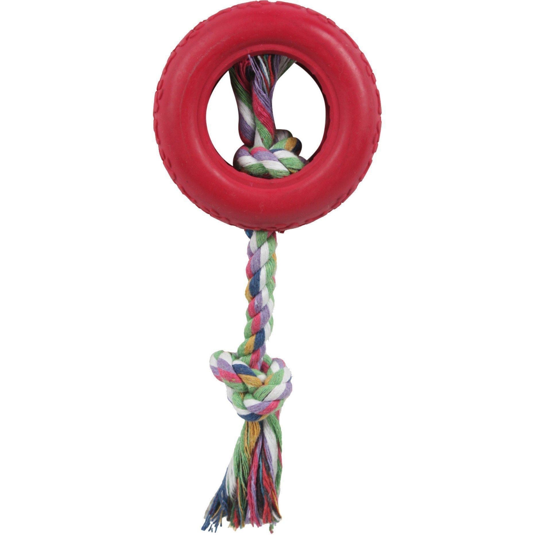 Durable Tire-Rubber and Jute Rope Dog Chew Toy, 3.5-Inch