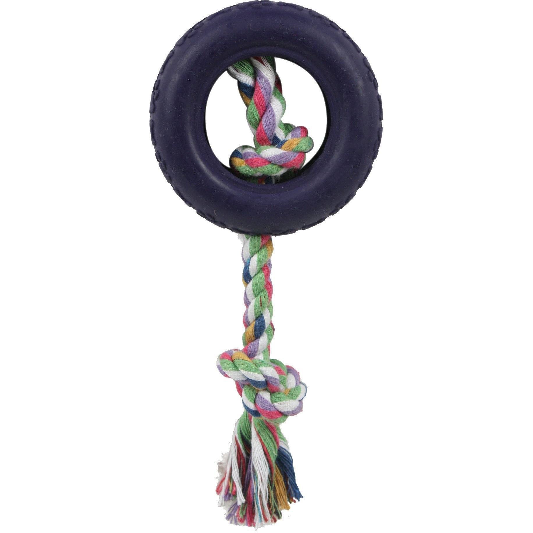 Durable Tire-Rubber and Jute Rope Dog Chew Toy, 3.5-Inch