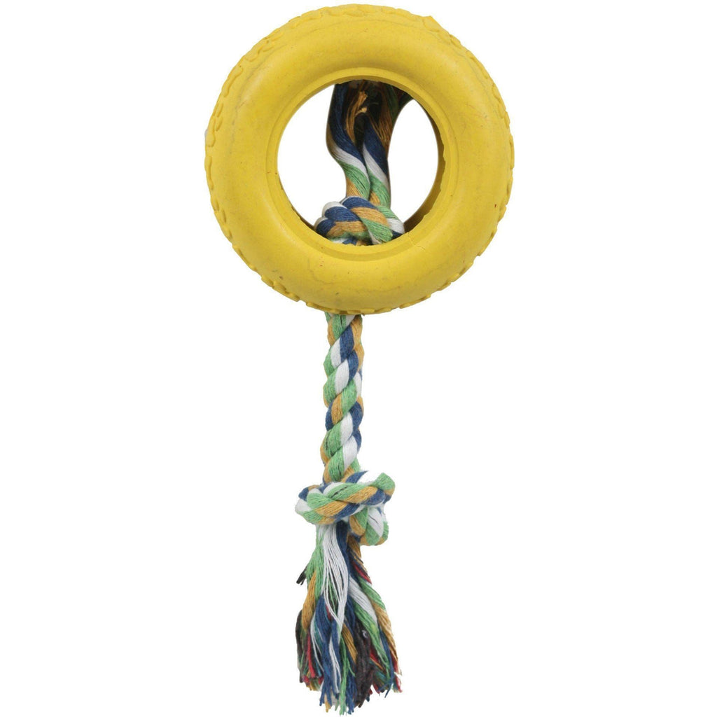 Durable Tire-Rubber and Jute Rope Dog Chew Toy, 3.5-Inch