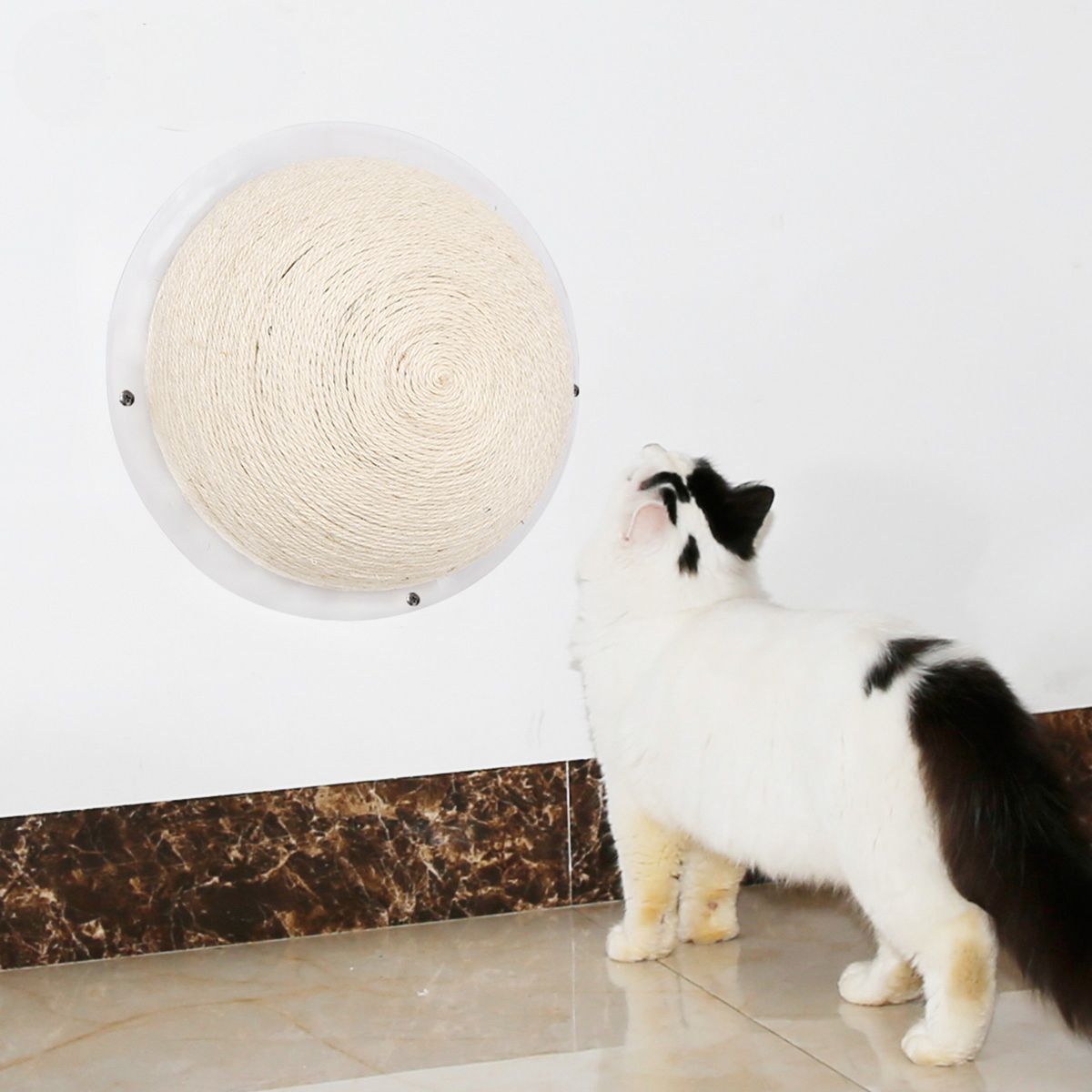 Circular Sisal Rope Cat Scratcher with Suction Cups and Wall Mount