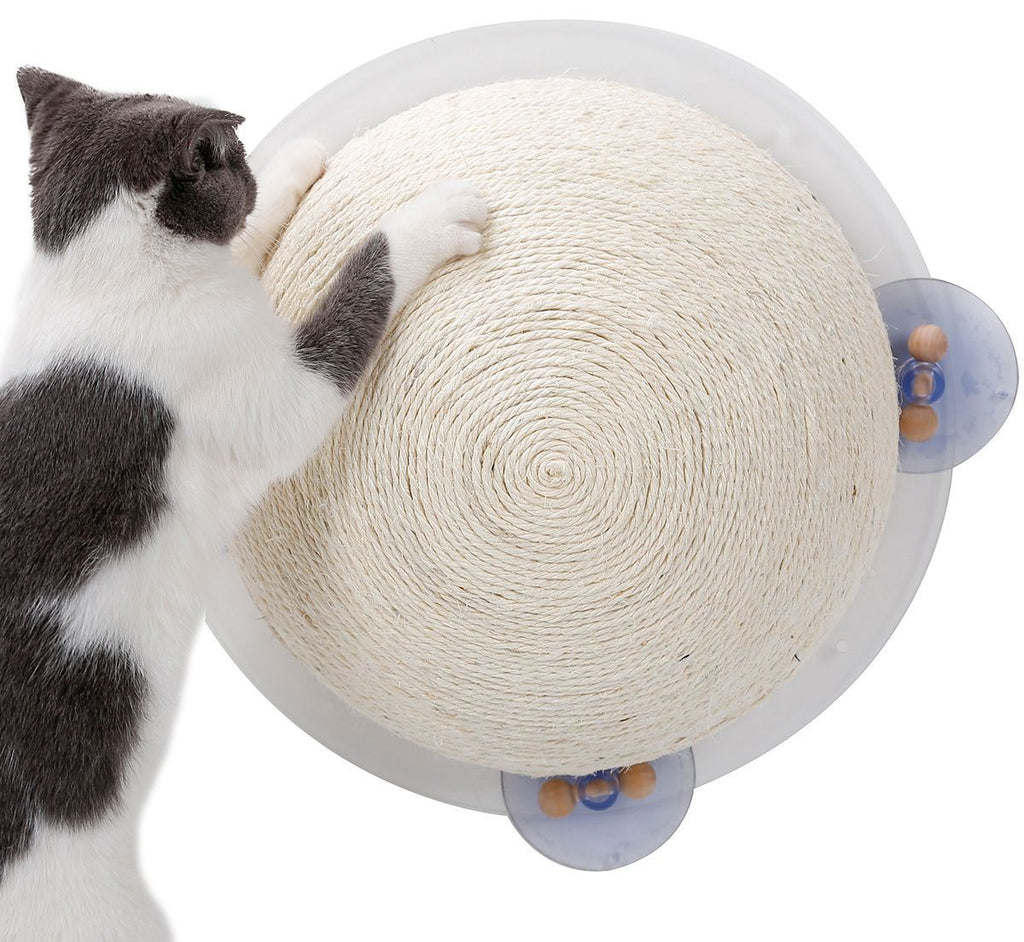 Circular Sisal Rope Cat Scratcher with Suction Cups and Wall Mount