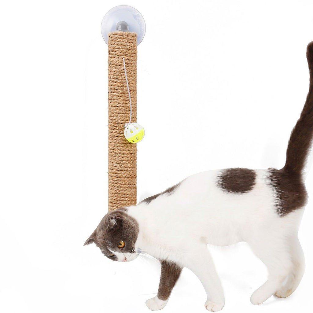 Stick N' Claw Sisal Rope Suction Cup Cat Scratcher with Toy