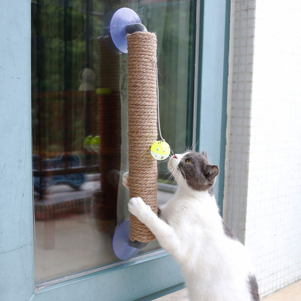 Stick N' Claw Sisal Rope Suction Cup Cat Scratcher with Toy