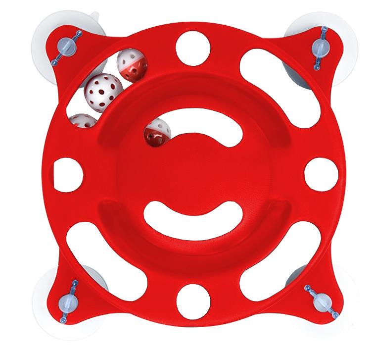 Sticky-Swipe Suction Cup Cat Toy with Rolling Wiffle Balls