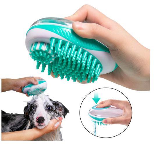 Shampoo Dispensing Pet Bath Brush with Massage Bristles