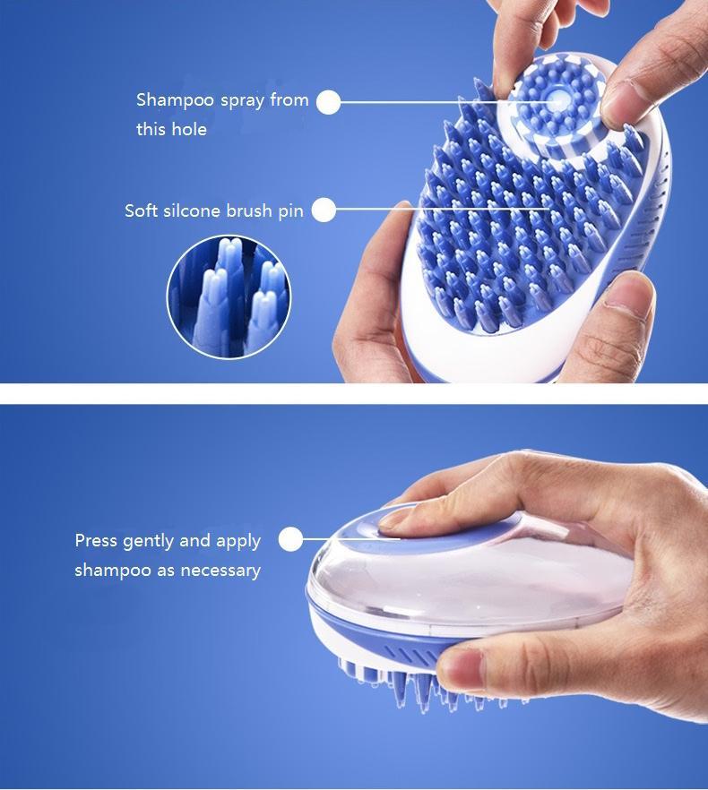 Shampoo Dispensing Pet Bath Brush with Massage Bristles