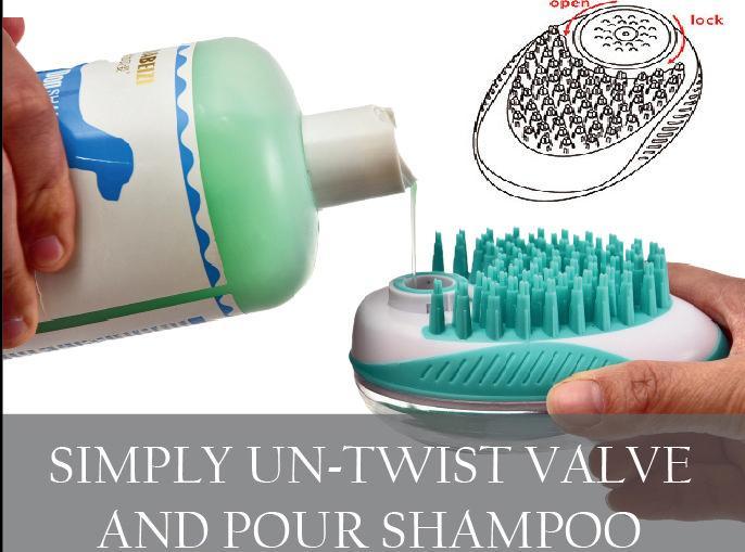 Shampoo Dispensing Pet Bath Brush with Massage Bristles