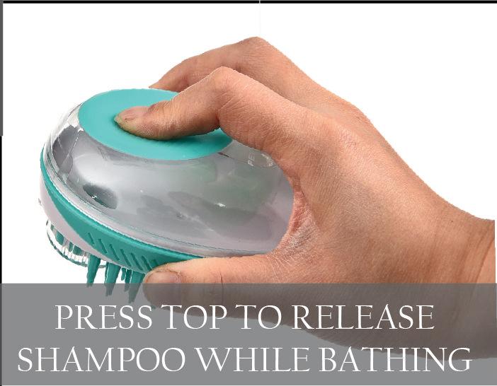 Shampoo Dispensing Pet Bath Brush with Massage Bristles