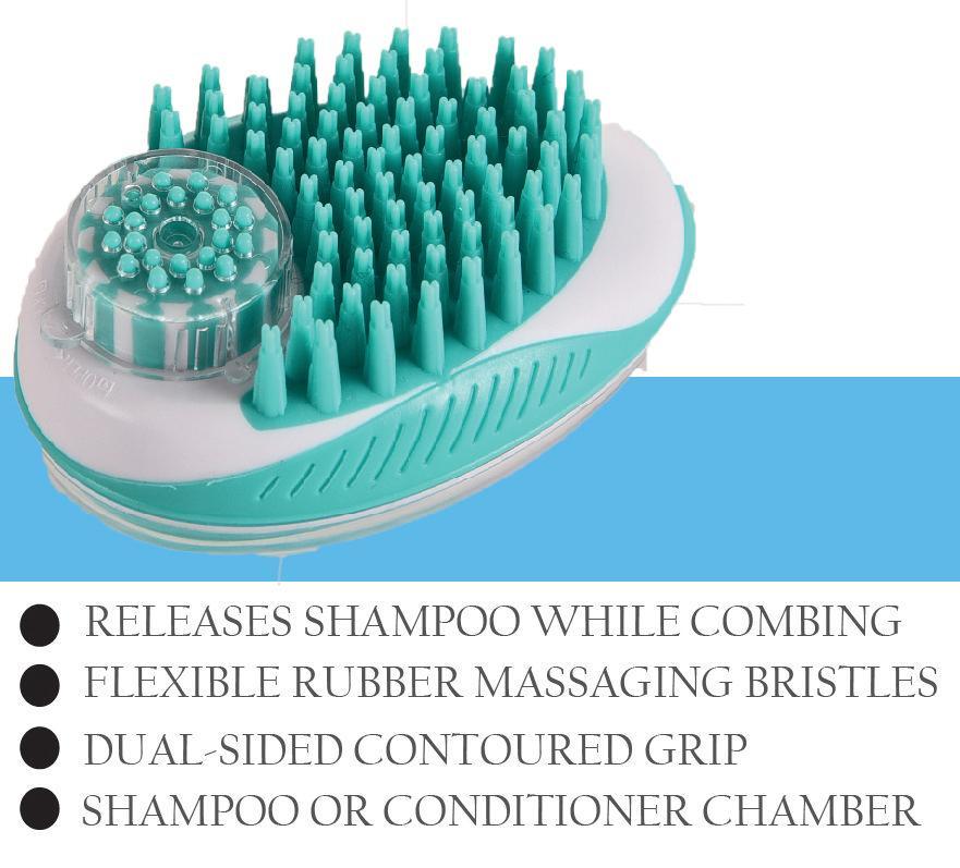 Shampoo Dispensing Pet Bath Brush with Massage Bristles