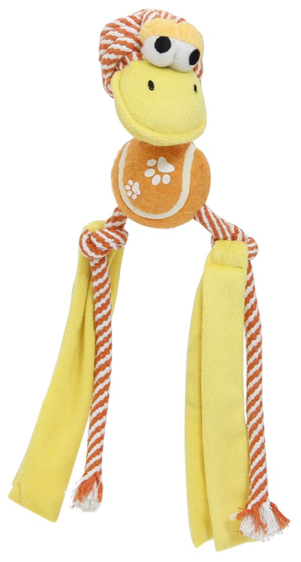 Tennis Pawl Rope Squeaker and Crinkle Dog Toy with Tennis Ball