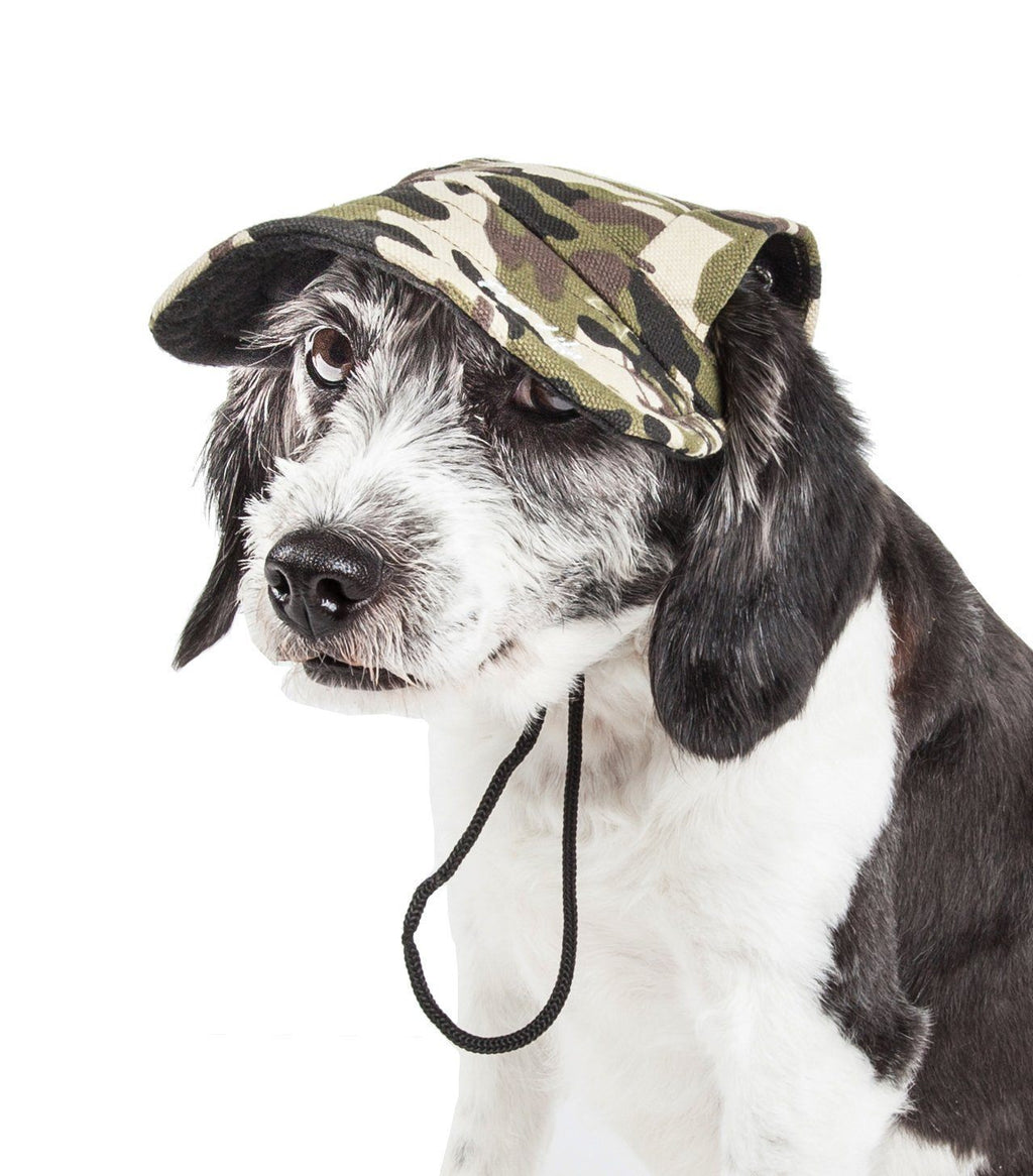 Camouflage UV Protectant Adjustable Dog Hat with Ear Holes