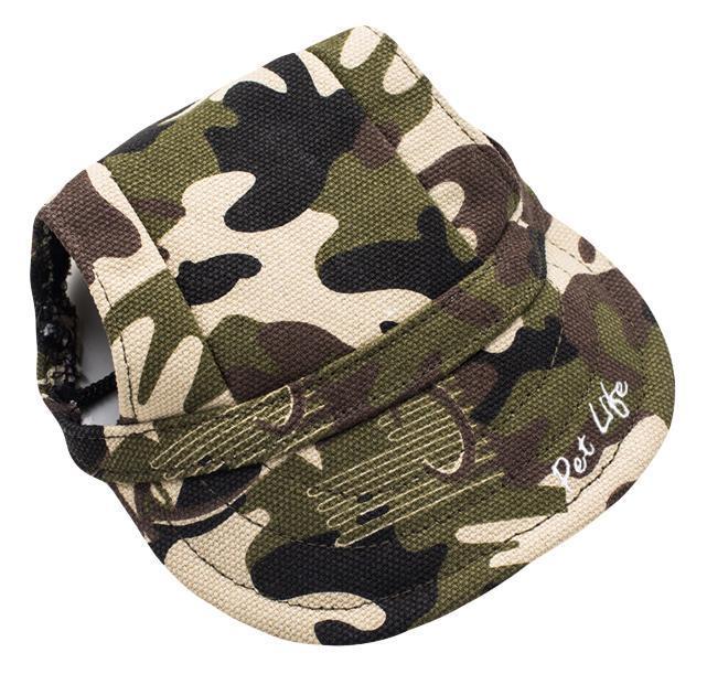 Camouflage UV Protectant Adjustable Dog Hat with Ear Holes