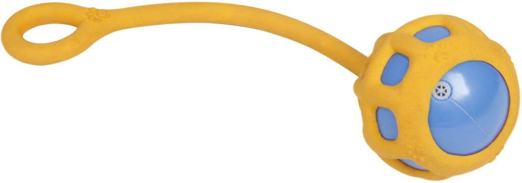 Durable Rubber Tug and Fetch Dog Toy with Squeaky TPR Ball