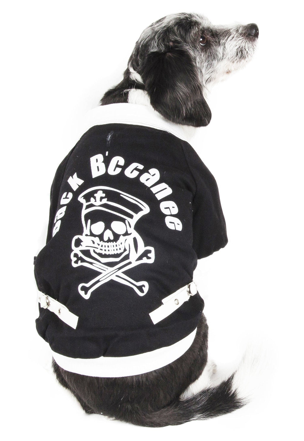 Barkcity Varsity Denim Dog Coat with Buckles and Leash Slit
