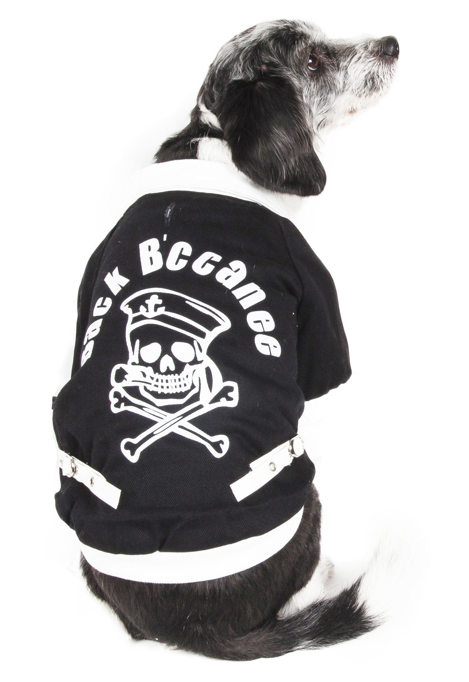 Barkcity Varsity Denim Dog Coat with Buckles and Leash Slit