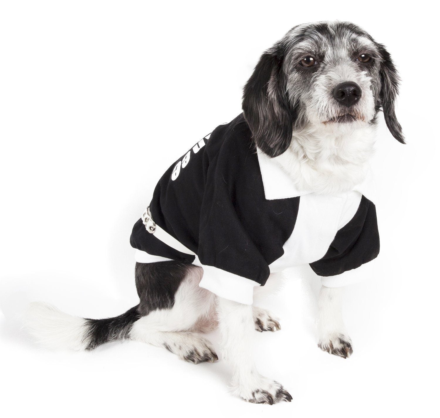 Barkcity Varsity Denim Dog Coat with Buckles and Leash Slit