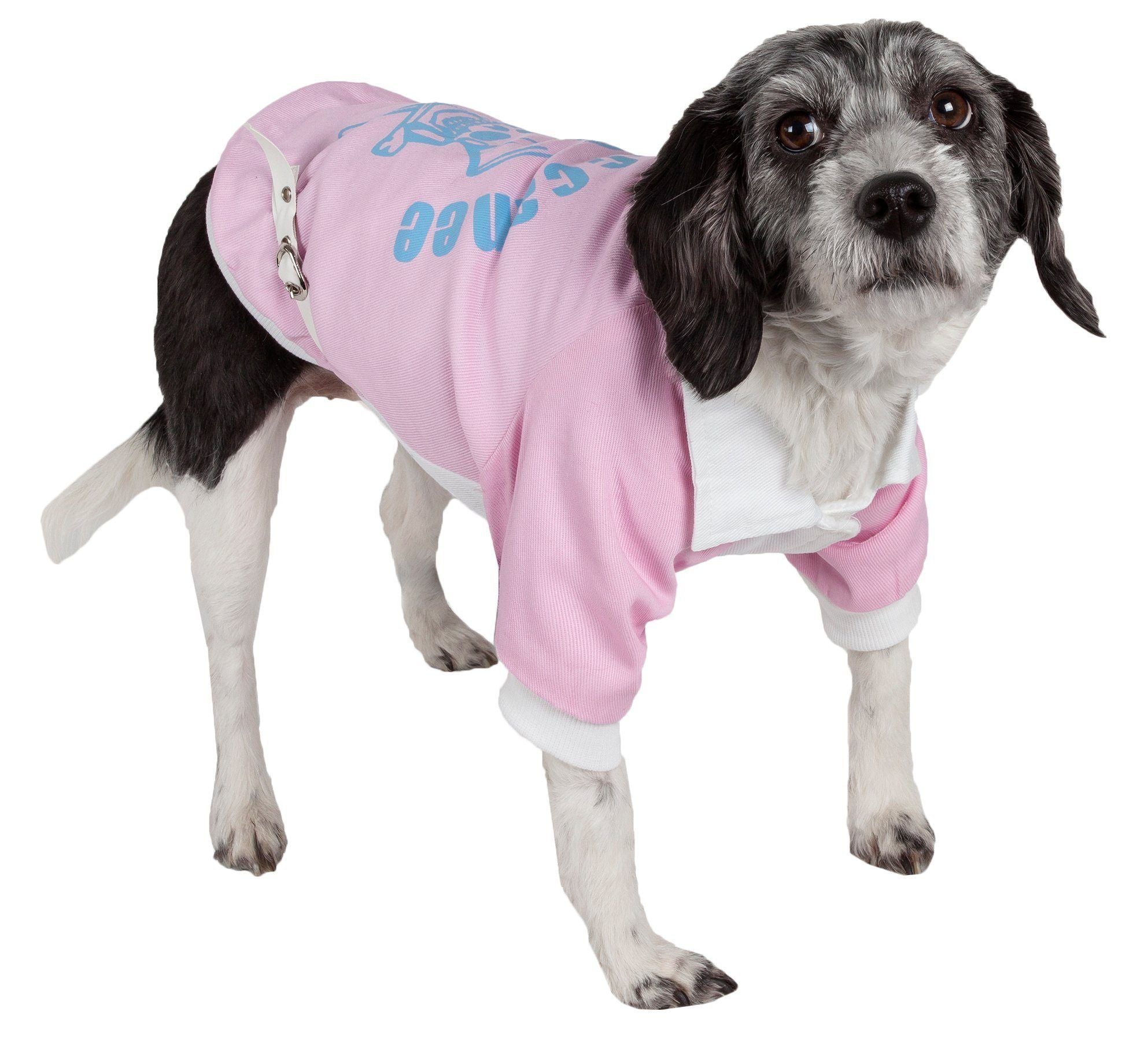 Barkcity Varsity Denim Dog Coat with Buckles and Leash Slit