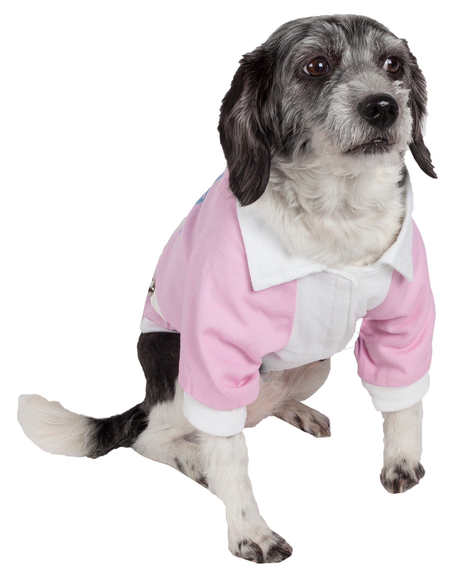 Barkcity Varsity Denim Dog Coat with Buckles and Leash Slit