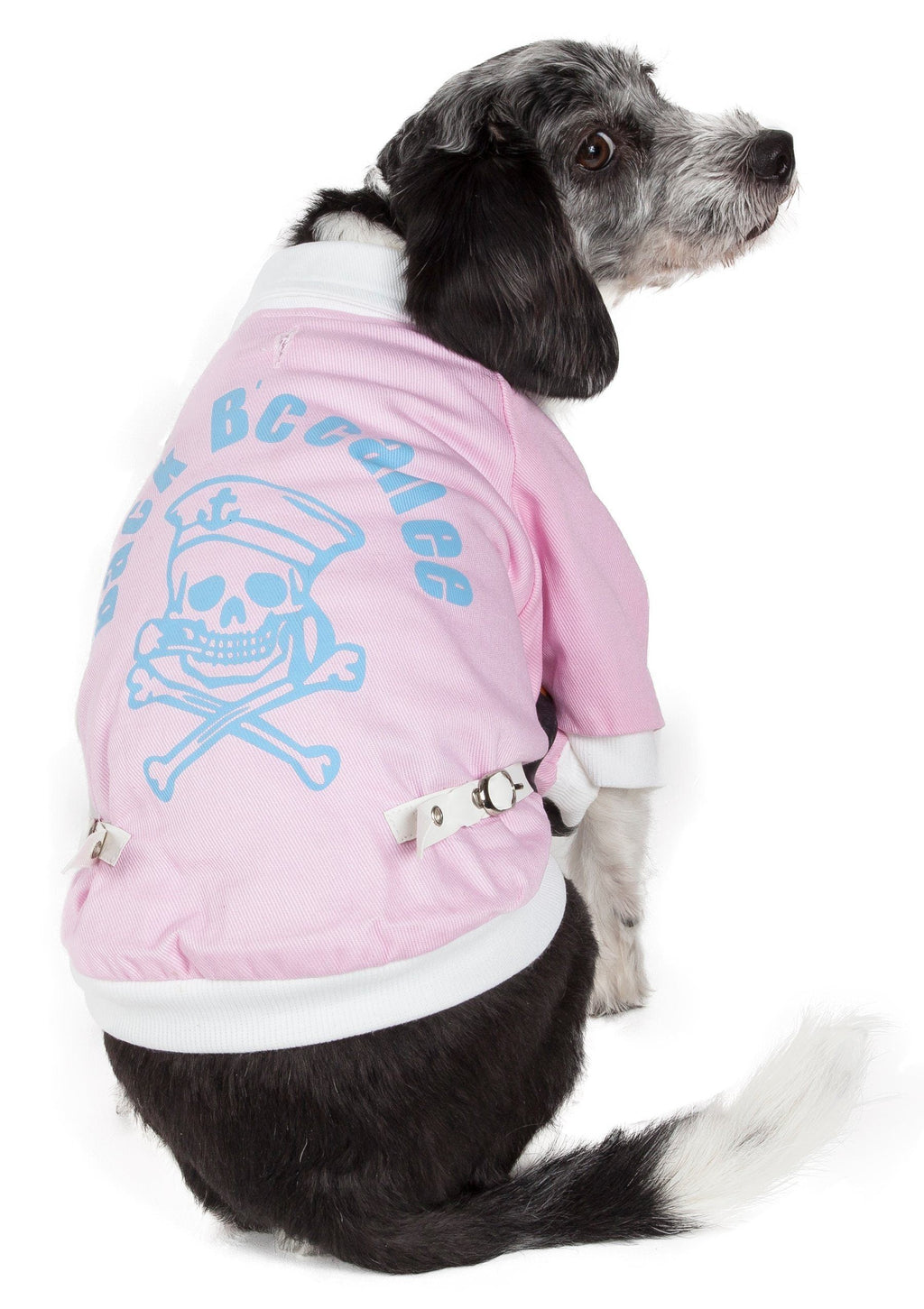 Barkcity Varsity Denim Dog Coat with Buckles and Leash Slit