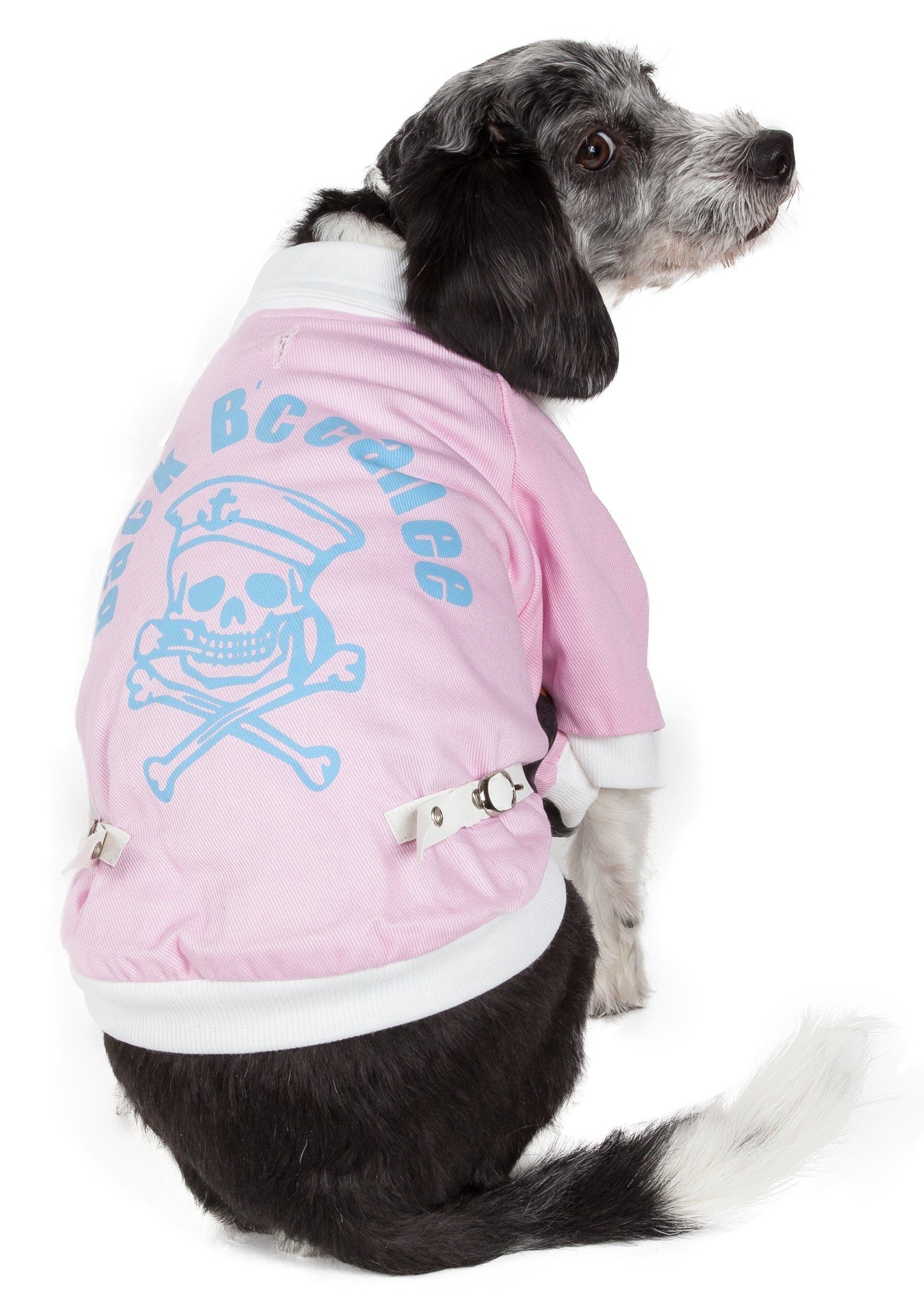 Barkcity Varsity Denim Dog Coat with Buckles and Leash Slit