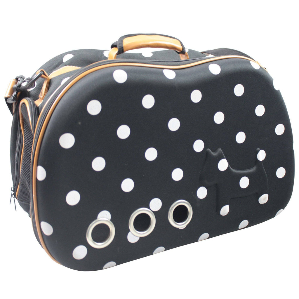 Collapsible Polka Dot Perforated Pet Carrier, 18.2" x 11.4" x 13.3"