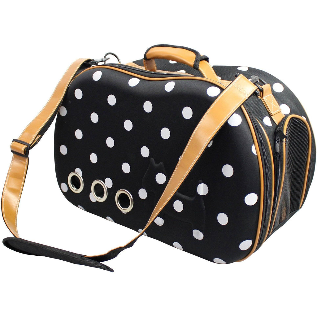 Collapsible Polka Dot Perforated Pet Carrier, 18.2" x 11.4" x 13.3"