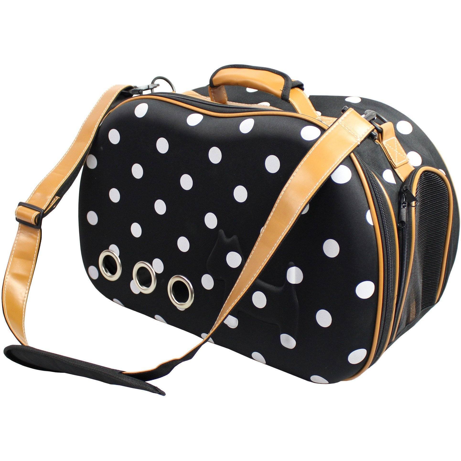 Collapsible Polka Dot Perforated Pet Carrier, 18.2" x 11.4" x 13.3"