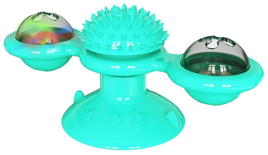 Rotating Suction Cup Cat Toy with Catnip and LED Ball