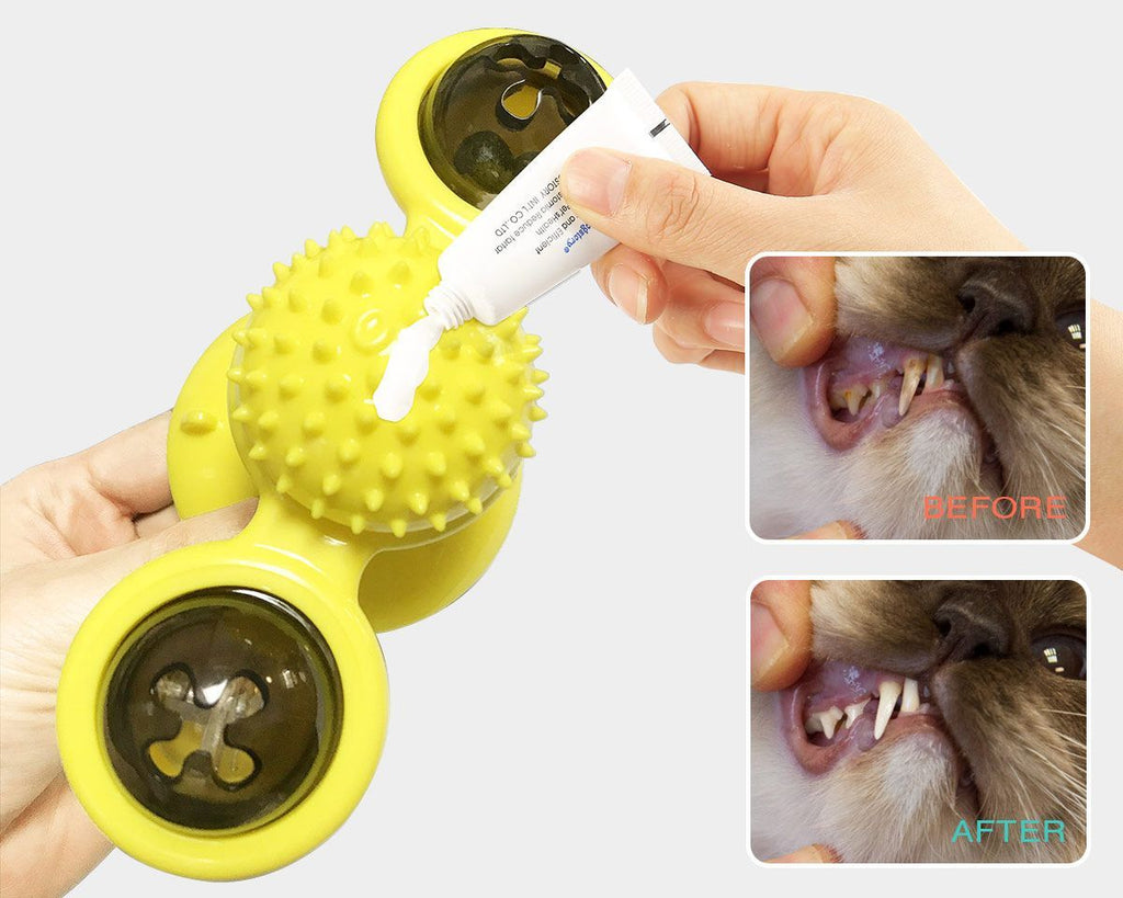 Rotating Suction Cup Cat Toy with Catnip and LED Ball