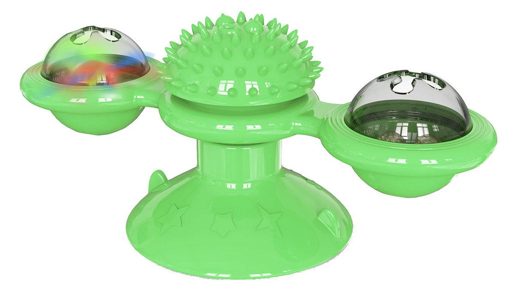 Rotating Suction Cup Cat Toy with Catnip and LED Ball