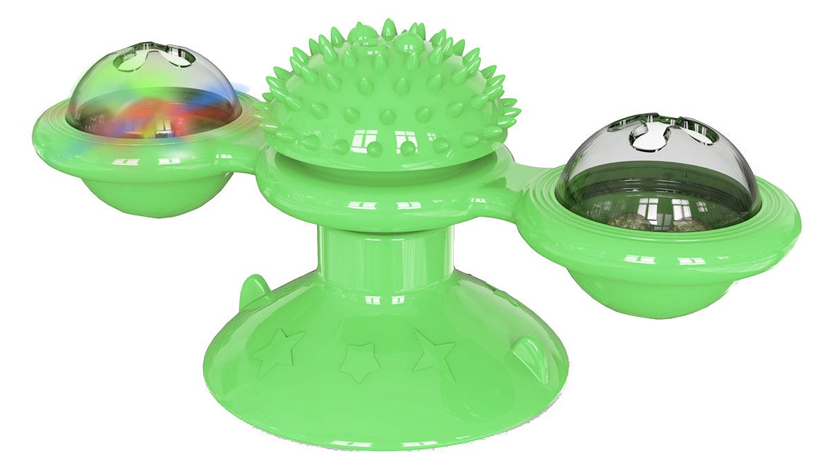 Rotating Suction Cup Cat Toy with Catnip and LED Ball