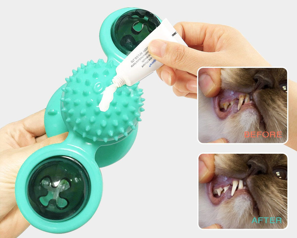 Rotating Suction Cup Cat Toy with Catnip and LED Ball